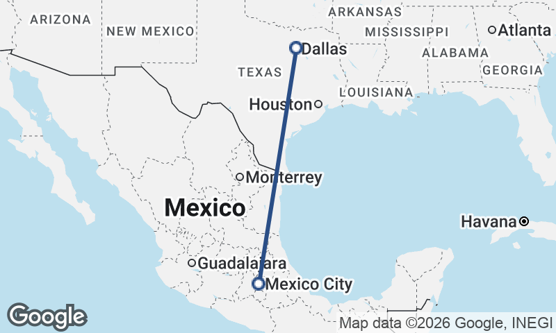 Mexico City to Dallas