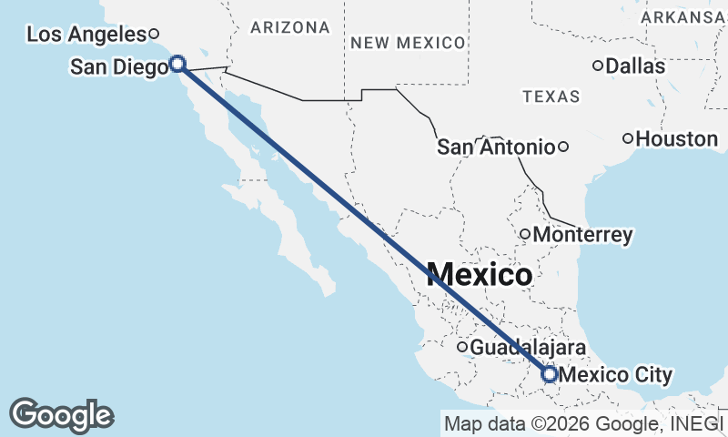 Mexico City to San Diego
