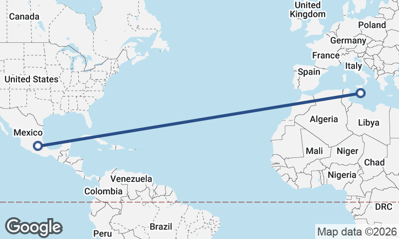 Mexico City to Valletta