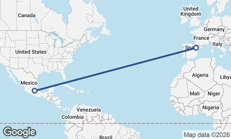 Mexico City to Zaragoza