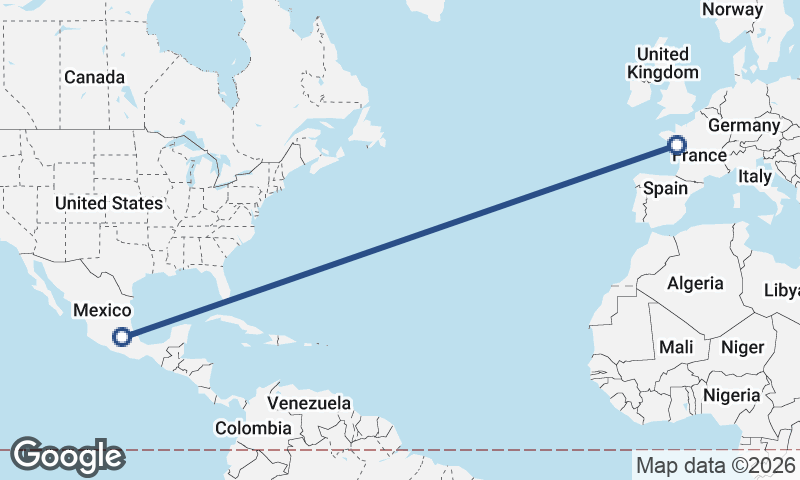 Mexico City to Nantes