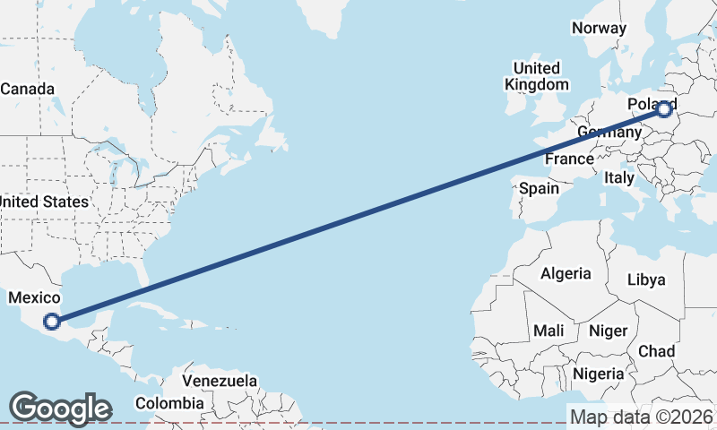 Mexico City to Warsaw
