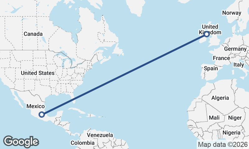 Mexico City to Belfast