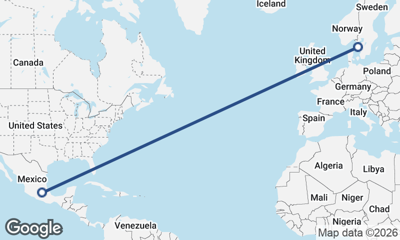 Mexico City to Göteborg