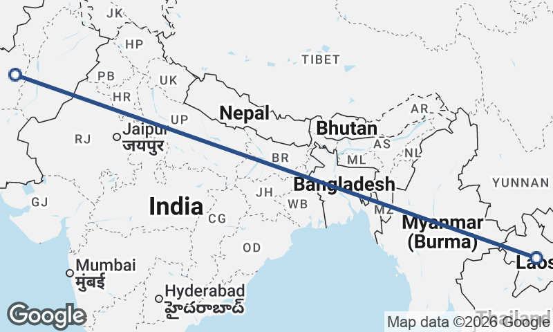 Laos to Pakistan