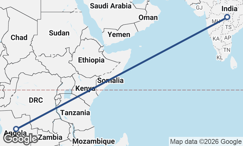 India to Angola