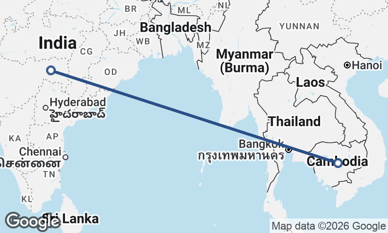 India to Cambodia