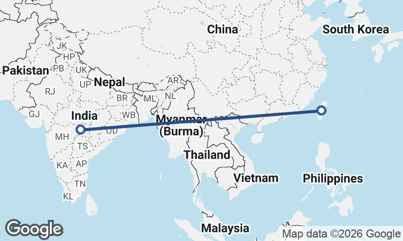India to Taiwan