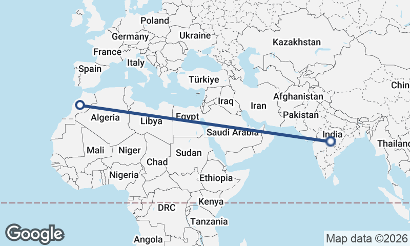 India to Morocco