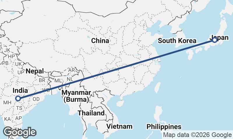 India to Japan