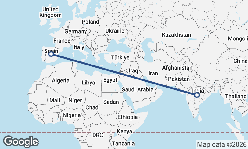 India to Spain