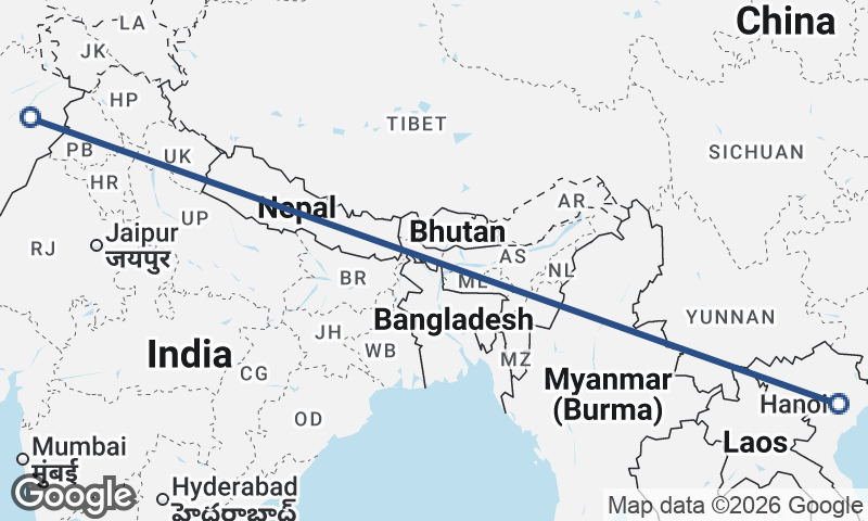 Hanoi to Faisalabad