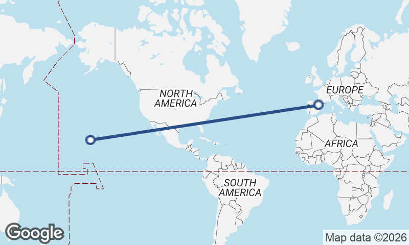 Honolulu to Zaragoza