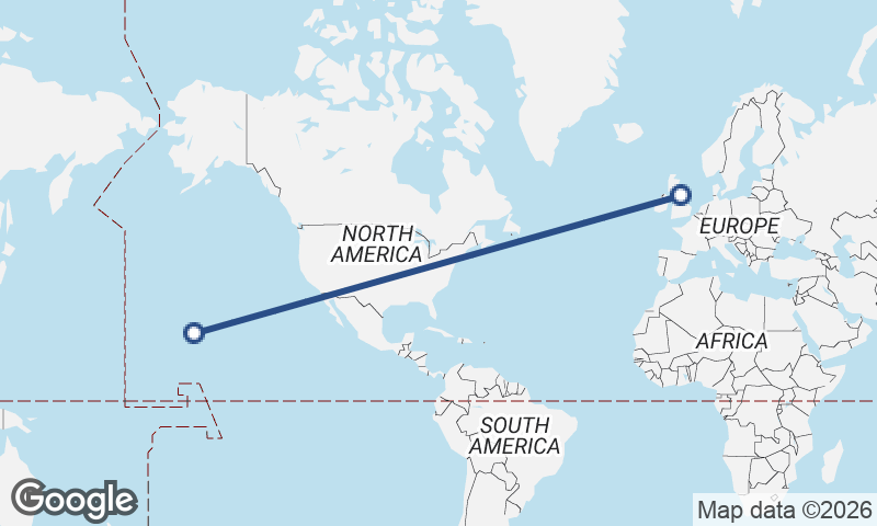 Honolulu to Newcastle upon Tyne