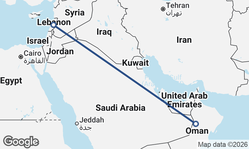 Oman to Lebanon
