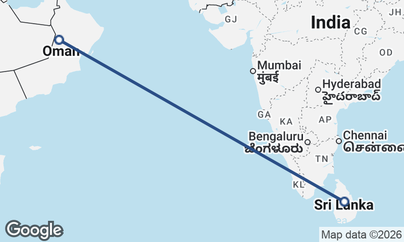 Oman to Sri Lanka
