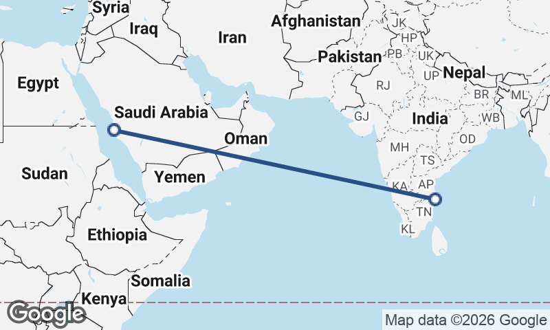 Jeddah to Chennai