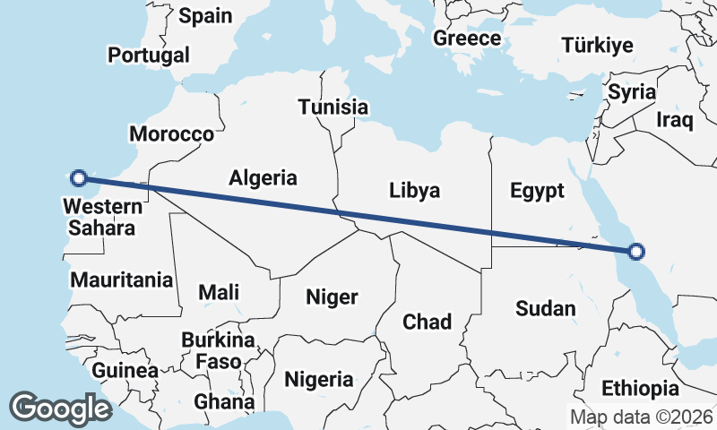 Jeddah to Las Palmas de Gran Canaria