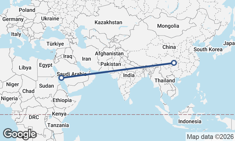 Jeddah to Chongqing