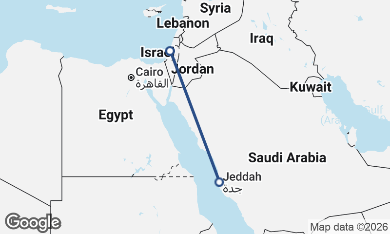Jeddah to Tel Aviv-Yafo