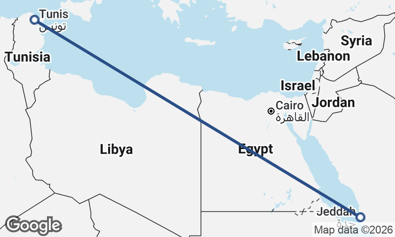 Jeddah to Tunis