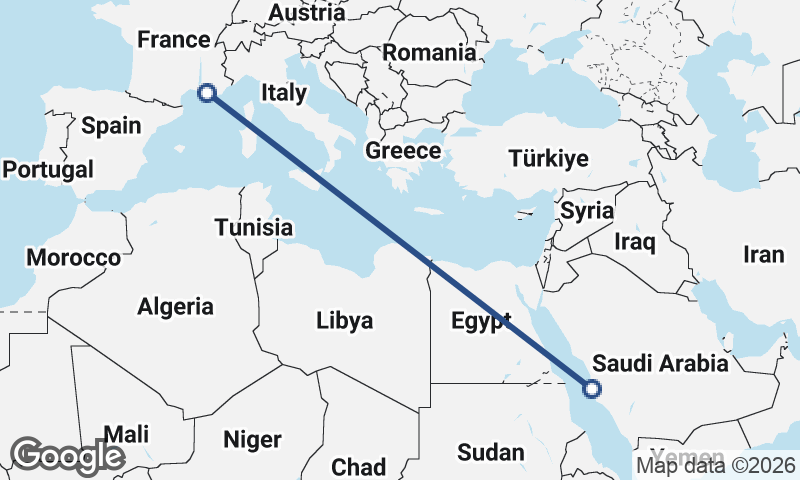 Jeddah to Marseille