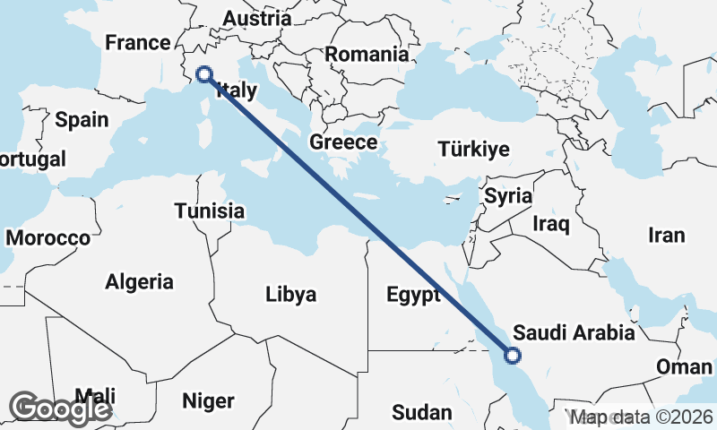 Jeddah to Genoa