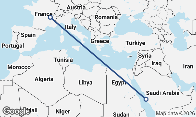 Jeddah to Lyon