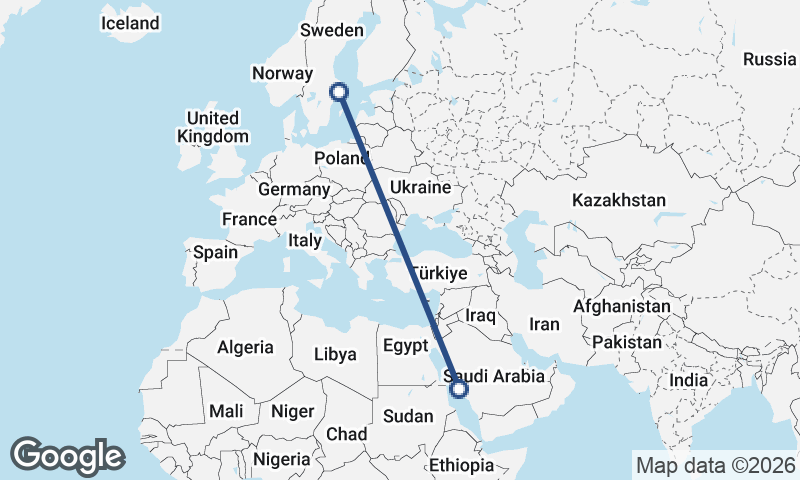 Jeddah to Stockholm