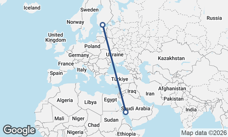 Jeddah to Helsinki