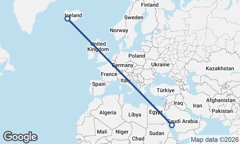 Jeddah to Reykjavík