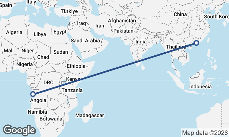 Macau to Luanda