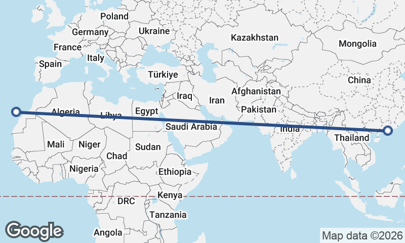 Macau to Las Palmas de Gran Canaria