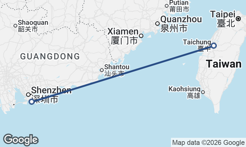 Hong Kong to Taichung