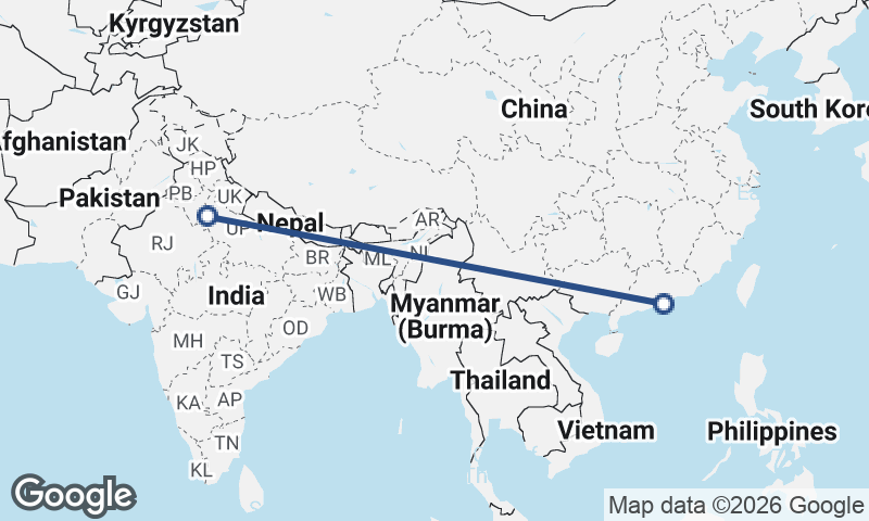 Hong Kong to Delhi