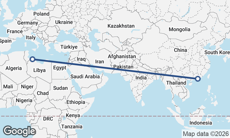 Hong Kong to Tripoli