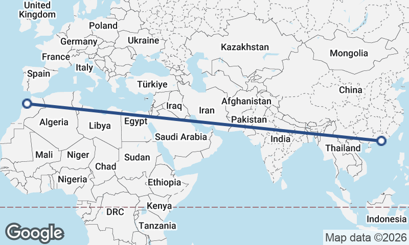 Hong Kong to Casablanca