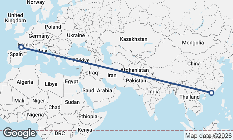Hong Kong to Bordeaux