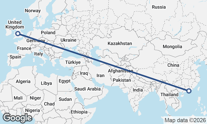 Hong Kong to Birmingham