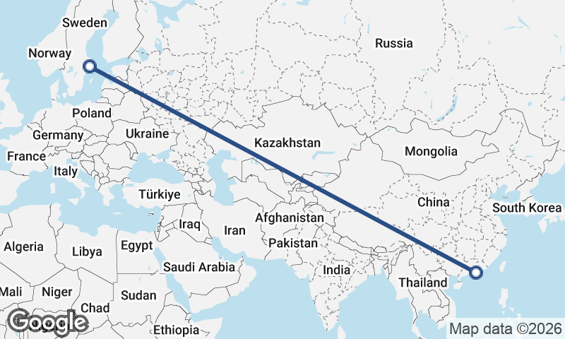 Hong Kong to Stockholm