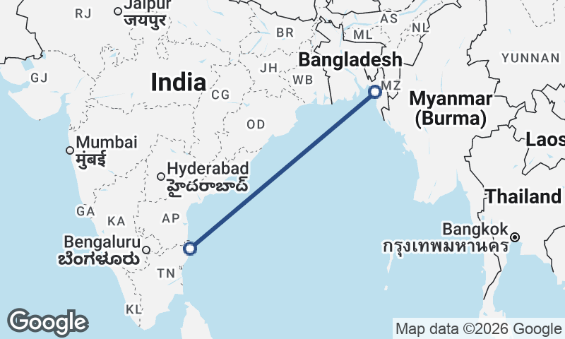 Chittagong to Chennai
