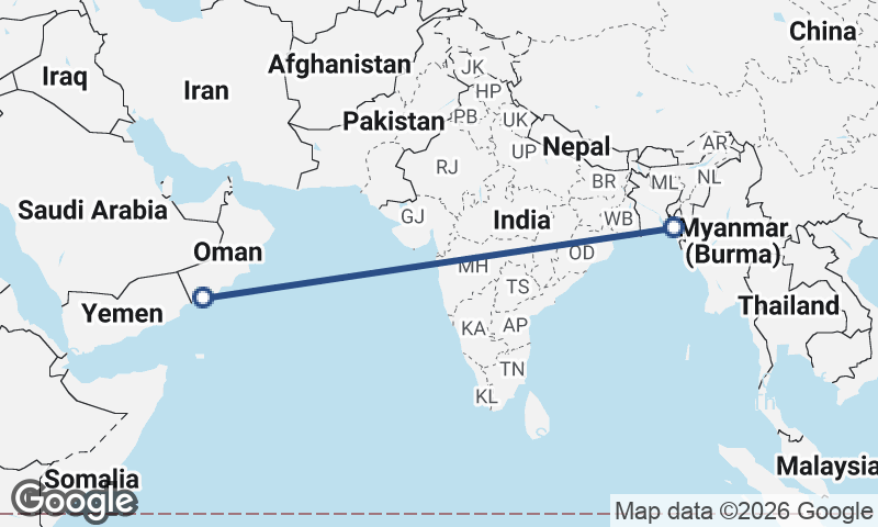 Chittagong to Şalālah