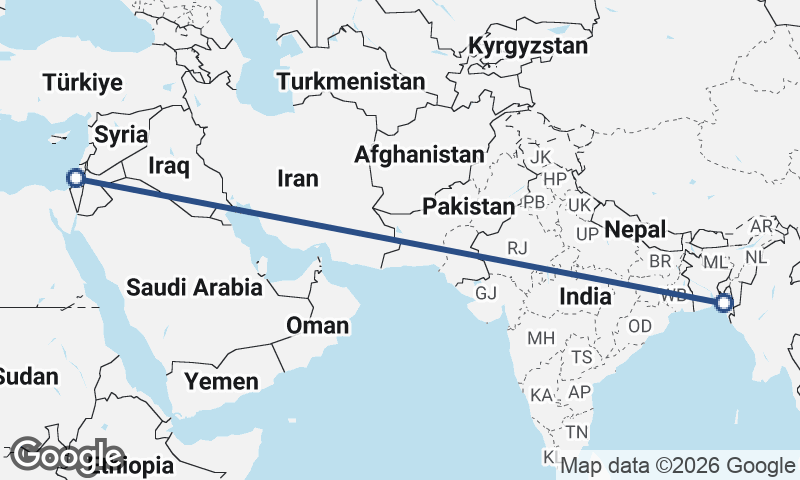Chittagong to Tel Aviv-Yafo