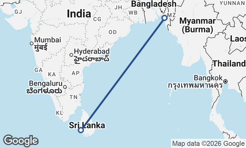 Chittagong to Colombo