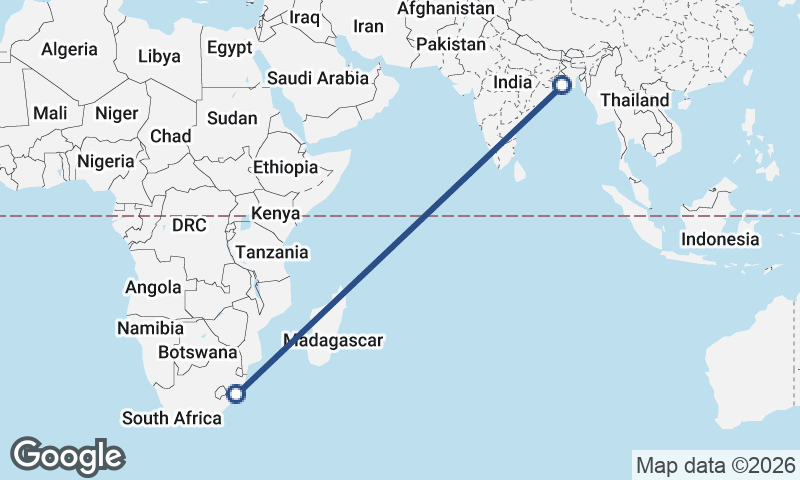 Kolkata to Durban
