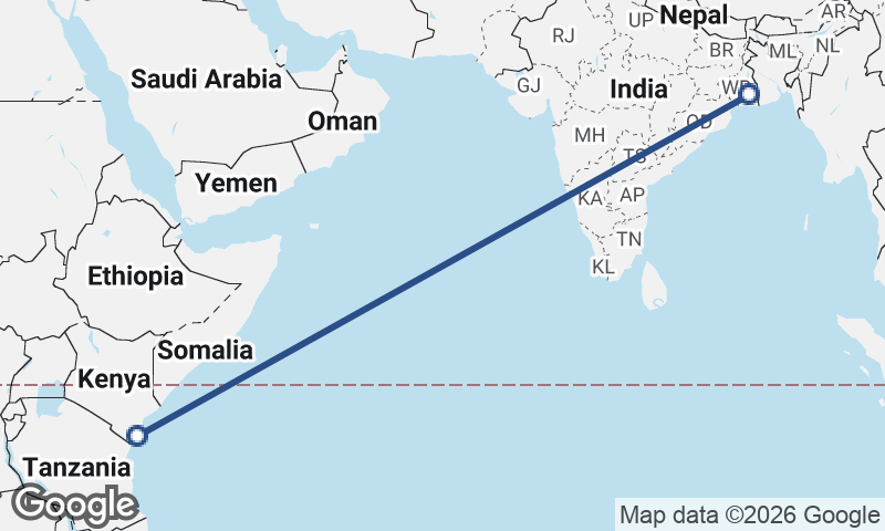 Kolkata to Mombasa