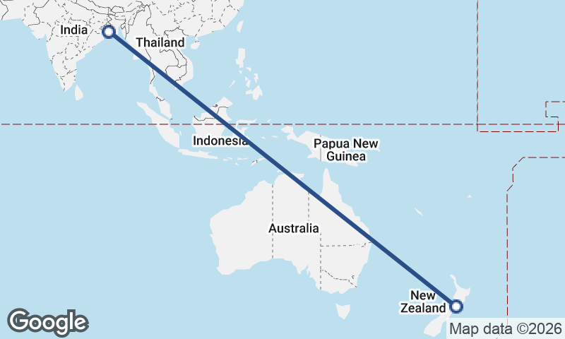 Kolkata to Wellington