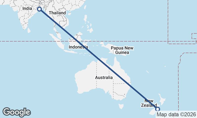 Kolkata to Christchurch
