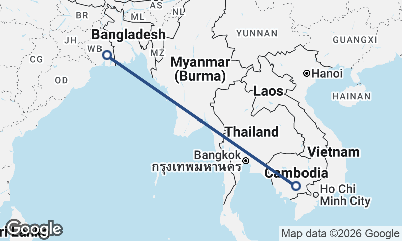 Kolkata to Phnom Penh