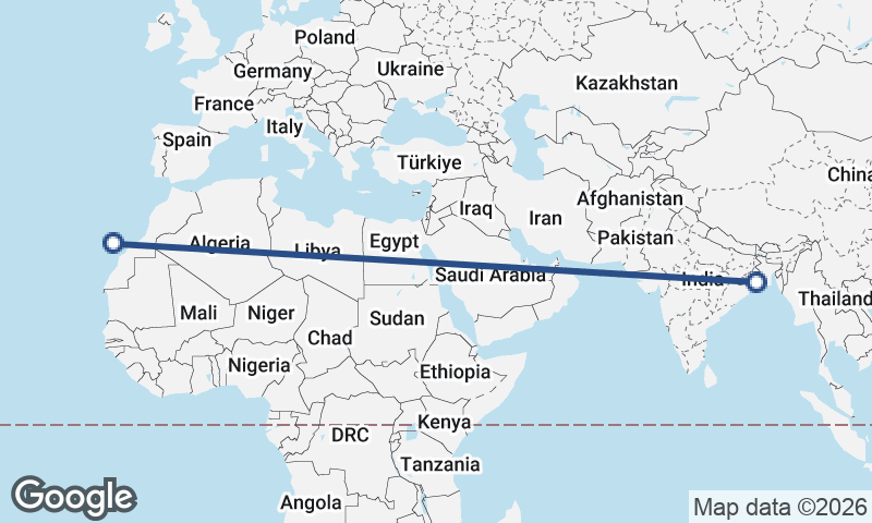 Kolkata to Las Palmas de Gran Canaria